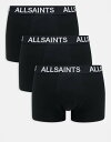 【送料無料】 オールセインツ メンズ トランクス アンダーウェア AllSaints 3-pack cotton trunks in black Black