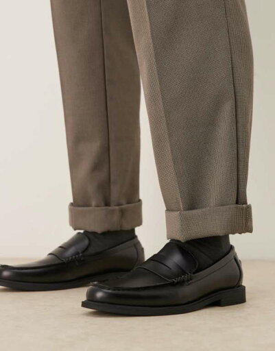 【送料無料】 エイソス メンズ スリッポン・ローファー シューズ ASOS DESIGN penny loafers in black Black 【送料無料】 エイソス メンズ スリッポン・ローファー シューズ ASOS DESIGN penny loafers in black Black