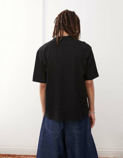 【送料無料】 ウィークデイ メンズ Tシャツ トップス Weekday relaxed fit heavyweight jersey t-shirt in black Black