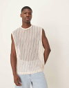【送料無料】 エイソス メンズ ベスト トップス ASOS DESIGN boxy oversized tank in beige crochet BEIGE