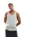 【送料無料】 エイソス メンズ タンクトップ トップス ASOS DESIGN tank top in light green Wrought iron
