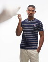 【送料無料】 リーバイス メンズ Tシャツ トップス Levi's Original batwing logo stripe T-shirt in navy n...