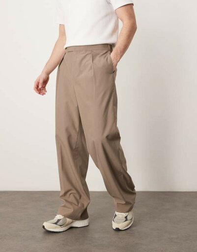 【送料無料】 エイソス メンズ カジュアルパンツ ボトムス ASOS DESIGN smart wide leg pants in beige with elastic waist BEIGE 【送料無料】 エイソス メンズ カジュアルパンツ ボトムス ASOS DESIGN smart wide leg pants in beige with elastic waist BEIGE