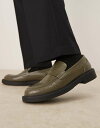 【送料無料】 エイソス メンズ スリッポン・ローファー シューズ ASOS DESIGN embossed loafers in olive green Gre...