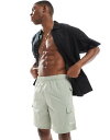 【送料無料】 リバーアイランド メンズ ハーフパンツ・ショーツ 水着 River Island cargo swim shorts in light green...
