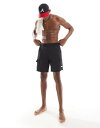 【送料無料】 リバーアイランド メンズ ハーフパンツ・ショーツ 水着 River Island cargo swim shorts in black Black
