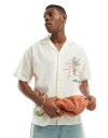 【送料無料】 ジャック アンド ジョーンズ メンズ シャツ トップス Jack & Jones revere collar shirt with flower art print in white Antique White