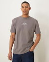 【送料無料】 エイソス メンズ Tシャツ トップス ASOS DESIGN relaxed T-shirt in gray with celestial che...