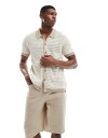 【送料無料】 リー メンズ ポロシャツ トップス Lee knit polo in cream/beige stripe Cream/Soy Bean