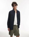 【送料無料】 マンゴ メンズ シャツ トップス Mango washed cotton overshirt in navy NAVY