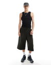 【送料無料】 コルージョン メンズ タンクトップ トップス COLLUSION ribbed tank top in black Black