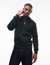 【送料無料】 マンゴ メンズ ニット・セーター アウター Mango quarter zip sweatshirt in dark green DARK GREEN