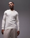 【送料無料】 マンゴ メンズ ニット・セーター アウター Mango knitted polo sweater in ecru ECRU
