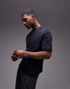 【送料無料】 マンゴ メンズ Tシャツ トップス Mango relaxed fit T-shirt in navy NAVY