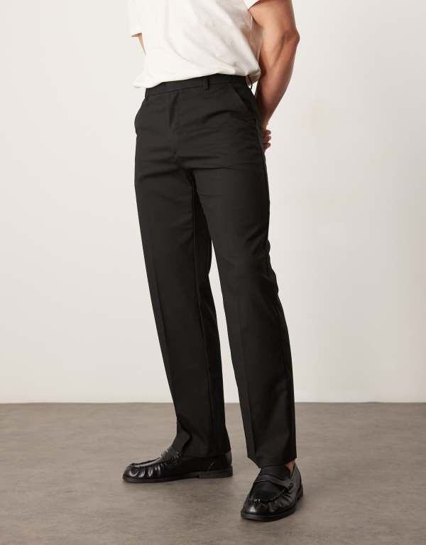 【送料無料】 エイソス メンズ カジュアルパンツ ボトムス ASOS DESIGN smart straight leg pants in black Black
