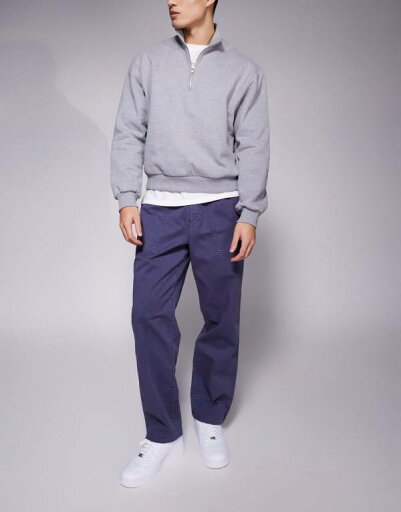 【送料無料】 エイソス メンズ カジュアルパンツ ボトムス ASOS DESIGN tapered pull on pants with carpenter detailing in dark blue BLUE 【送料無料】 エイソス メンズ カジュアルパンツ ボトムス ASOS DESIGN tapered pull on pants with carpenter detailing in dark blue BLUE
