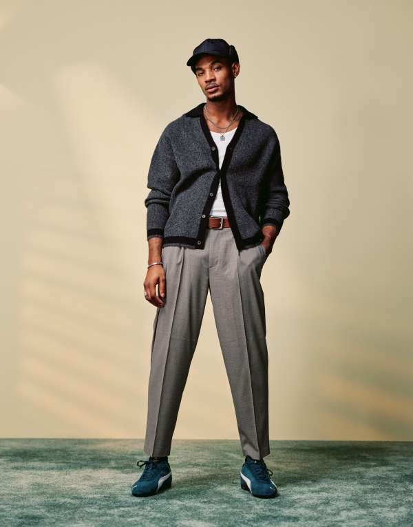 【送料無料】 エイソス メンズ カジュアルパンツ ボトムス ASOS DESIGN smart oversized tapered microtexture pants in stone BROWN
