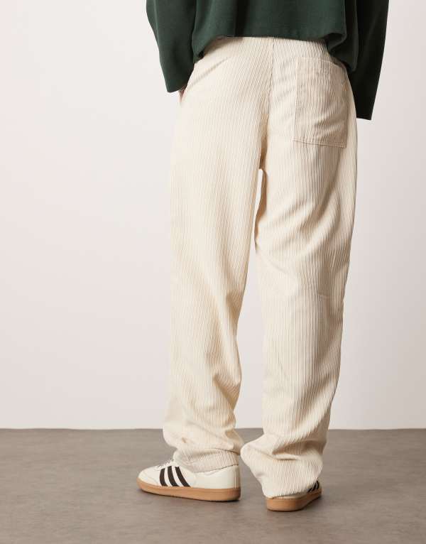 【送料無料】 エイソス メンズ カジュアルパンツ ボトムス ASOS DESIGN straight fit cord pants in cream CREAM