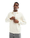 【送料無料】 オンリーアンドサンズ メンズ ポロシャツ トップス ONLY & SONS long sleeve 1/4 zip polo top in cre...