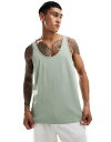【送料無料】 エイソス メンズ タンクトップ トップス ASOS DESIGN tank top in light green Iceberg green