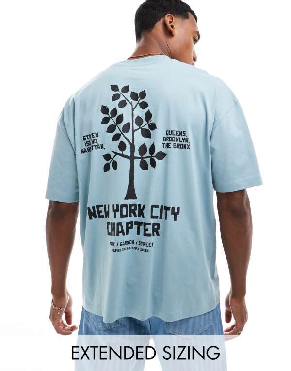 ̵   T ȥåץ ASOS DESIGN oversized t-shirt in stone blue ...