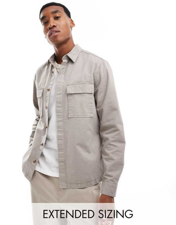 ̵    ȥåץ ASOS DESIGN overshirt with square collar and ...