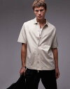 【送料無料】 トップマン メンズ ポロシャツ トップス Topman boxy fit button through jersey shirt in stone...
