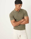 【送料無料】 エイソス メンズ ポロシャツ トップス ASOS DESIGN knit muscle fit rib polo T-shirt in khaki...