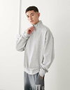 【送料無料】 コルージョン メンズ Tシャツ トップス COLLUSION half zip funnel neck in gray heather Gray