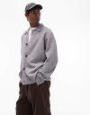 【送料無料】 トップマン メンズ カーディガン アウター Topman knitted button through cardigan in charcoal Charcoal