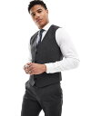 【送料無料】 エイソス メンズ タンクトップ トップス ASOS DESIGN slim suit suit vest in charcoal CHARCOAL
