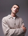 【送料無料】 トップマン メンズ カーディガン アウター Topman collared cardigan in oatmeal Oatmeal