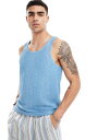 【送料無料】 エイソス メンズ タンクトップ トップス ASOS DESIGN vest in blue BLUE