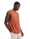 【送料無料】 エイソス メンズ ベスト トップス ASOS DESIGN relaxed tank top in brown fabric BROWN