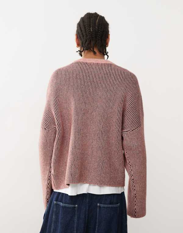 【送料無料】 ウィークデイ メンズ ニット・セーター アウター Weekday Alek wool blend sweater with two-tone rib in red Dusty red