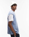 【送料無料】 トップマン メンズ ベスト トップス Topman relaxed fit vest in light blue LIGHT BLUE