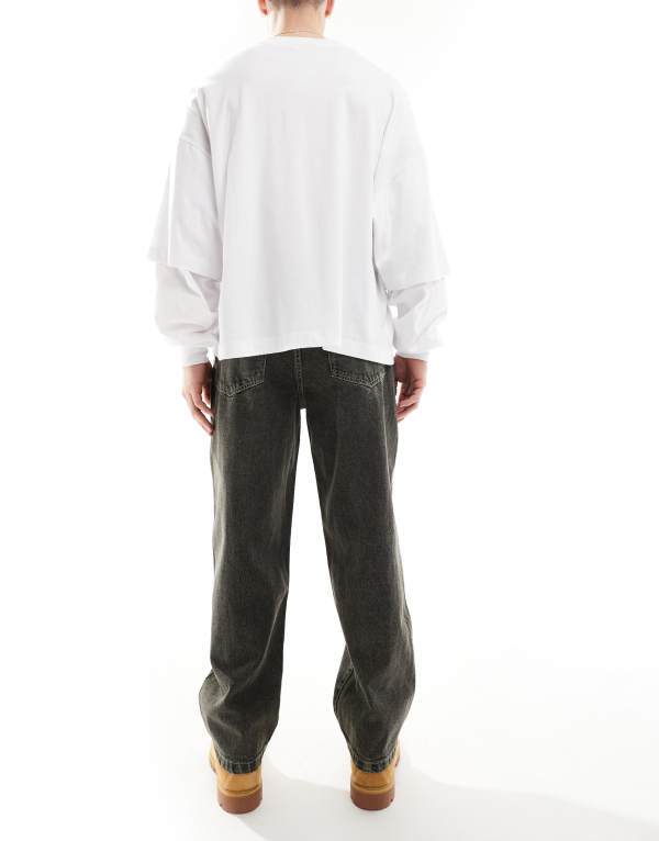【送料無料】 プルアンドベアー メンズ カジュアルパンツ ボトムス Pull&Bear wide leg washed pants in gray Gray