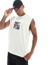 【送料無料】 エイソス メンズ ベスト トップス ASOS DESIGN oversized tank top in off white with chest print Off-white