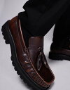 【送料無料】 エイソス メンズ スリッポン・ローファー シューズ ASOS DESIGN square toe loafers in brown with ta...