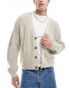 【送料無料】 エイソス メンズ カーディガン アウター ASOS DESIGN relaxed knitted fisherman rib cardigan i...