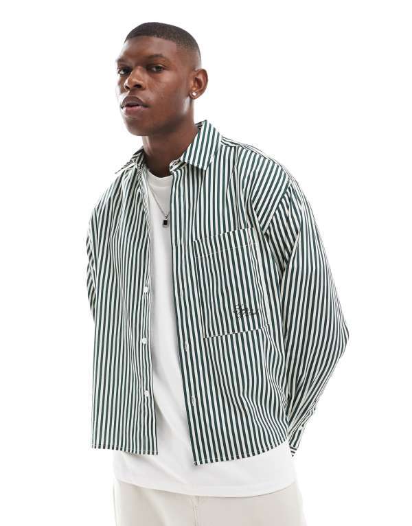 ̵    ȥåץ ASOS DESIGN oversized boxy shirt with embroid...