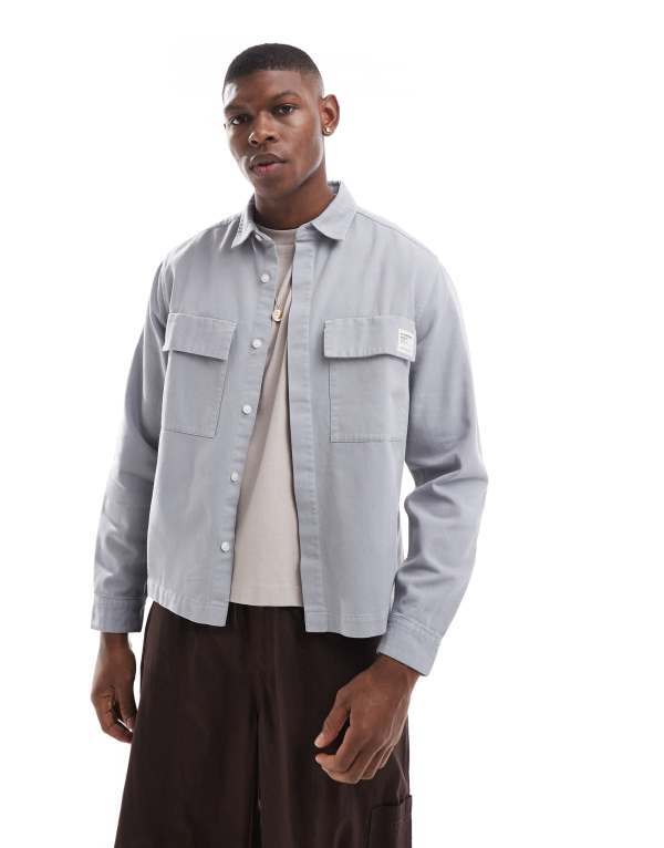̵    ȥåץ ASOS DESIGN boxy overshirt with badge detail ...