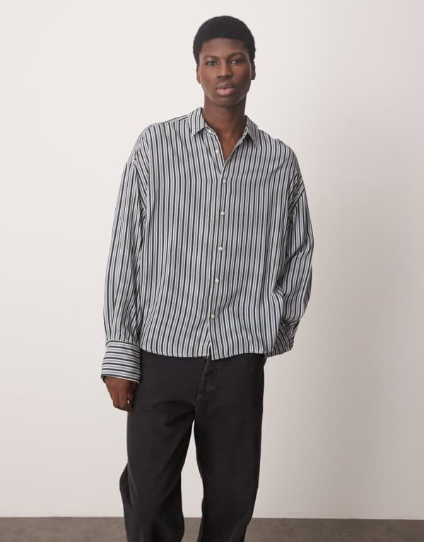 ̵    ȥåץ ASOS DESIGN volume oversized shirt with baggy...