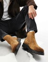 【送料無料】 エイソス メンズ ブーツ・レインブーツ シューズ ASOS DESIGN cheslea boots in tan burnished suede...