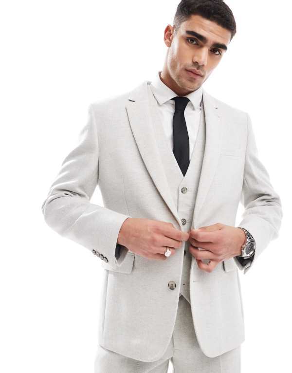 ReVida ŷԾŹ㤨֥   㥱åȡ֥륾  㥱å ASOS DESIGN slim suit jacket with wool in ice gray herringbone Ice gray 졼פβǤʤ36,800ߤˤʤޤ
