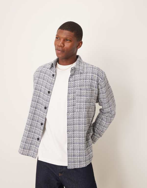 ̵ 쥯ƥåɥ   ȥåץ Selected Homme boucle overshirt in blue c...