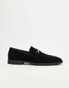 【送料無料】 エイソス メンズ スリッポン・ローファー シューズ ASOS DESIGN snaffle detail loafers in black Bla...