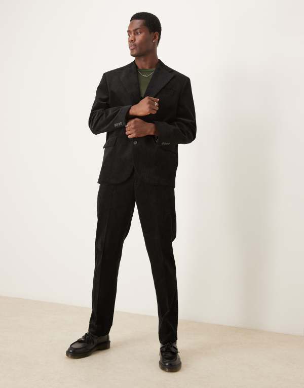 【送料無料】 セレクテッドオム メンズ ジャケット・ブルゾン アウター Selected Homme Bowie regular fit cord suit jacket in black Black