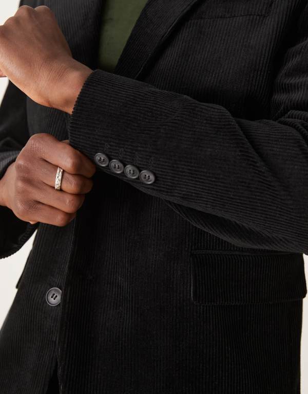 【送料無料】 セレクテッドオム メンズ ジャケット・ブルゾン アウター Selected Homme Bowie regular fit cord suit jacket in black Black