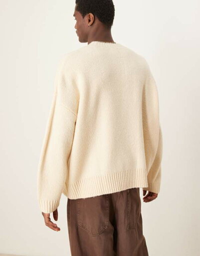 【送料無料】 エイソス メンズ ニット・セーター アウター ASOS DESIGN super oversized boxy fit brushed knit crew neck sweater in oatmeal Oatmeal
